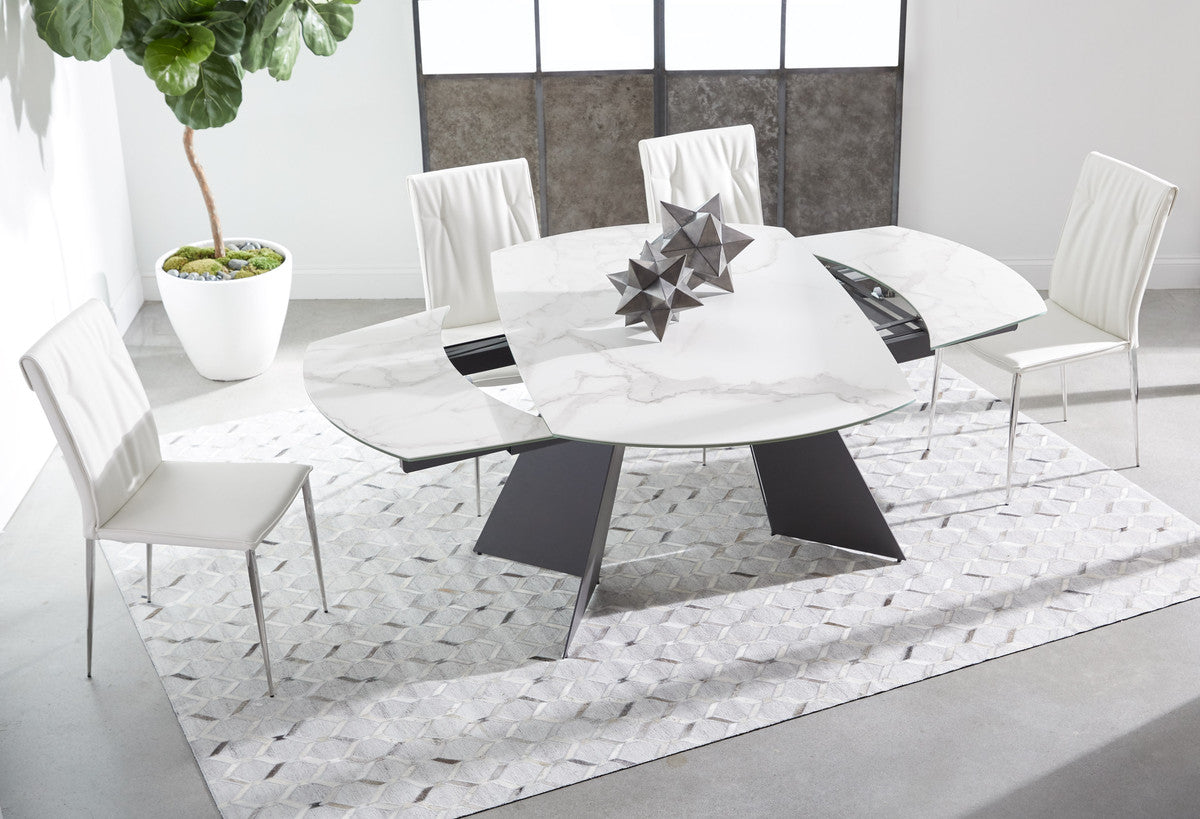 Torque Extension Dining Table in Matte Dark Gray, White Ceramic from Essentials For Living - Luna Furniture