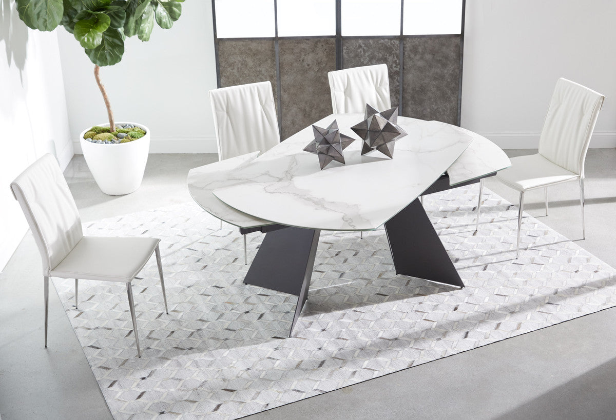 Torque Extension Dining Table in Matte Dark Gray, White Ceramic from Essentials For Living - Luna Furniture