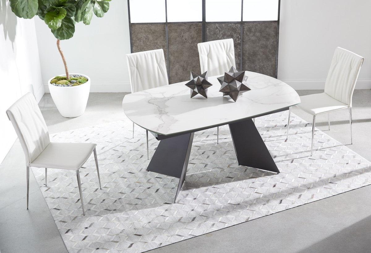 Torque Extension Dining Table in Matte Dark Gray, White Ceramic from Essentials For Living - Luna Furniture