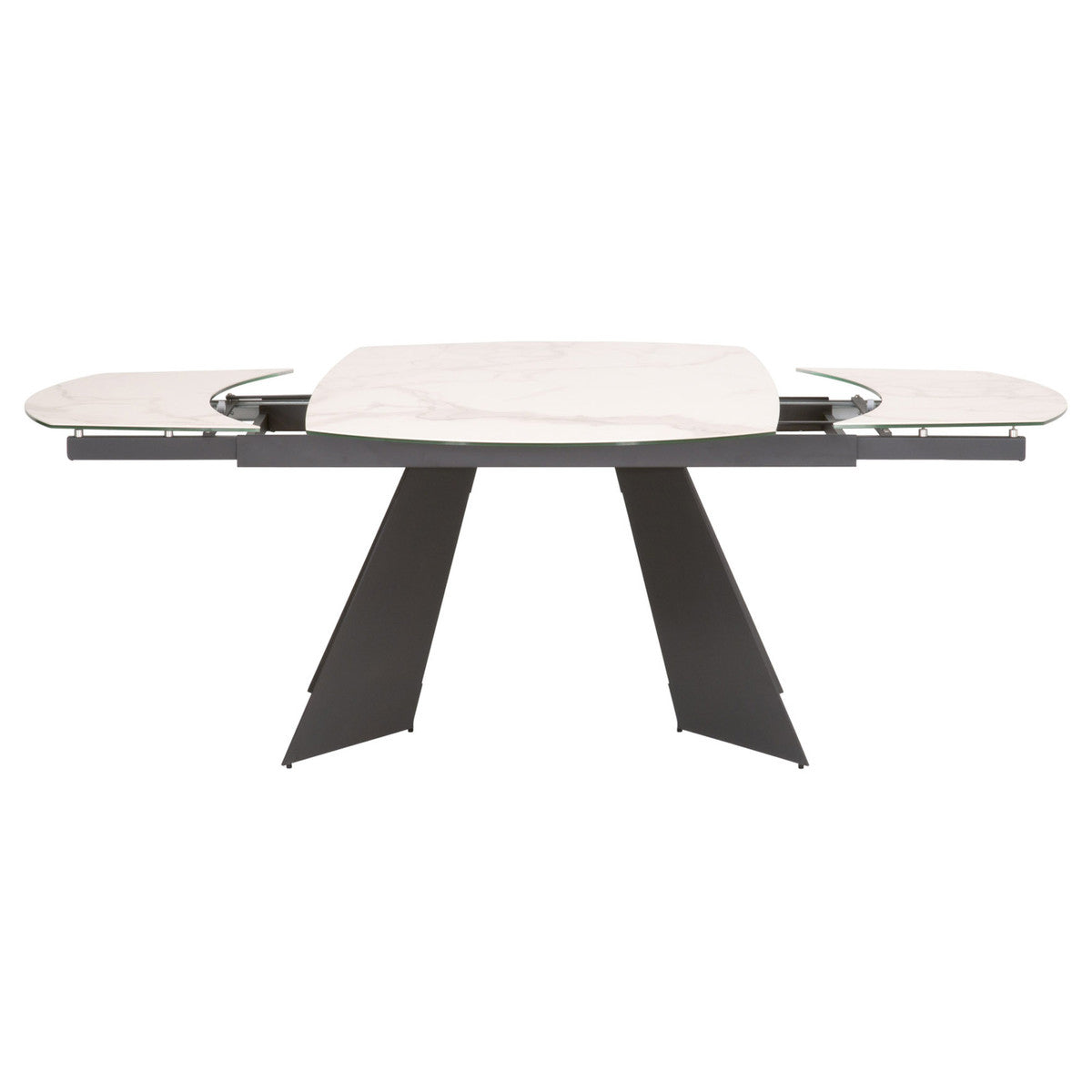 Torque Extension Dining Table in Matte Dark Gray, White Ceramic from Essentials For Living - Luna Furniture