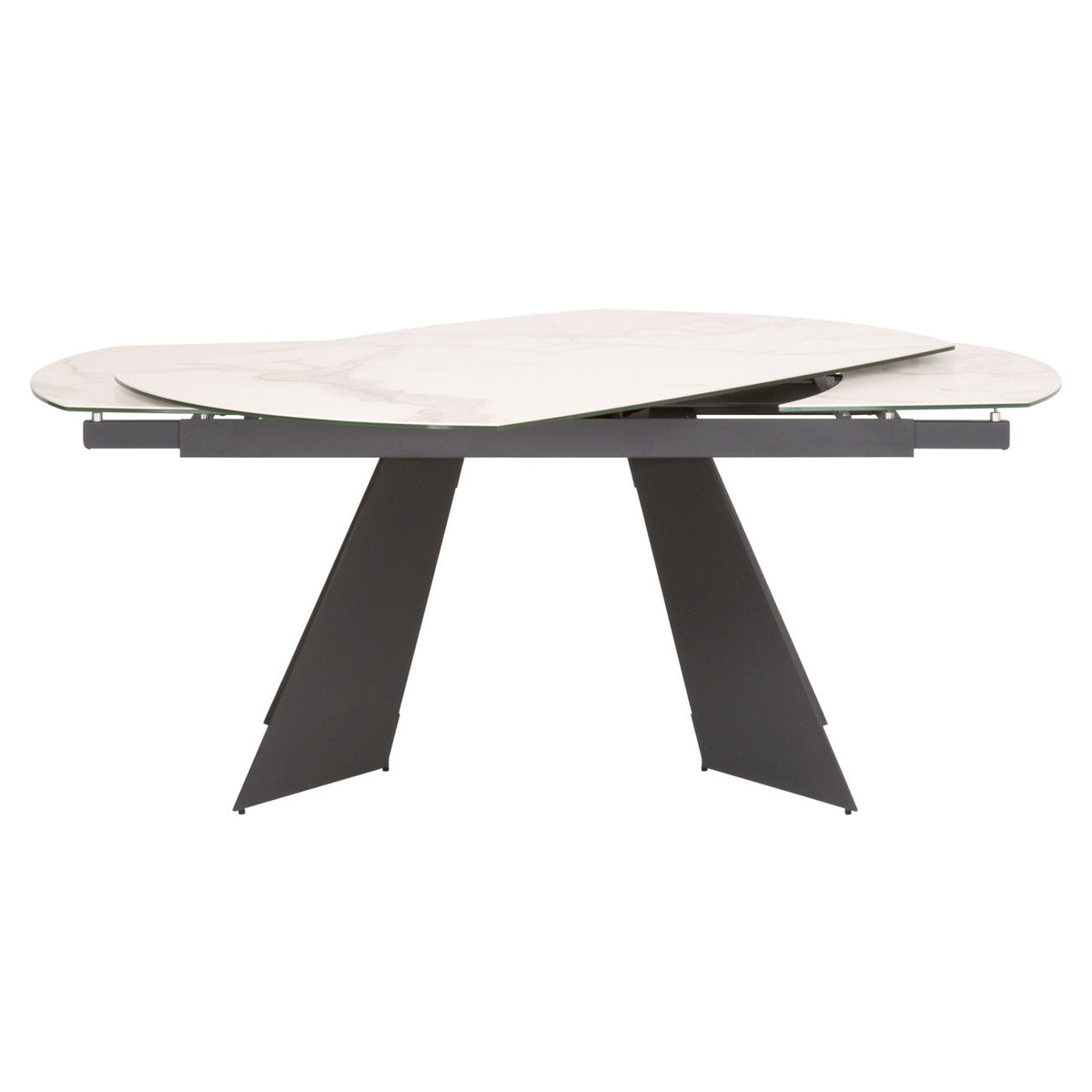 Torque Extension Dining Table in Matte Dark Gray, White Ceramic from Essentials For Living - Luna Furniture