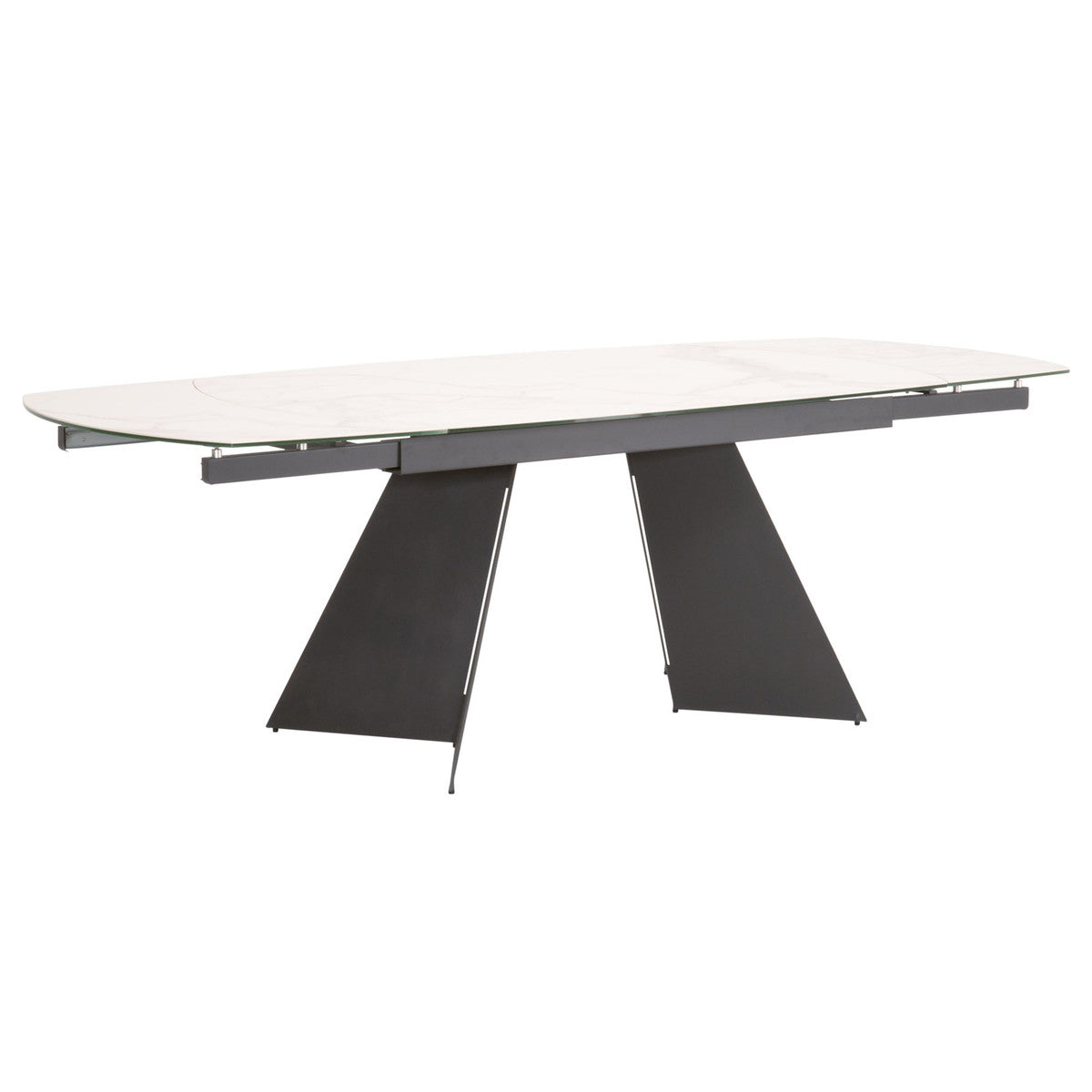 Torque Extension Dining Table in Matte Dark Gray, White Ceramic from Essentials For Living - Luna Furniture