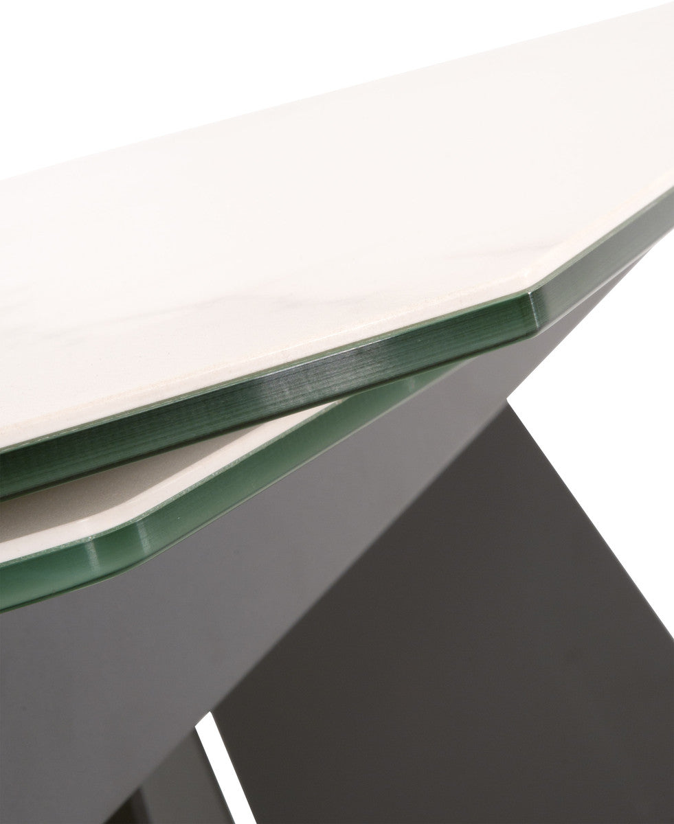 Torque Extension Dining Table in Matte Dark Gray, White Ceramic from Essentials For Living - Luna Furniture