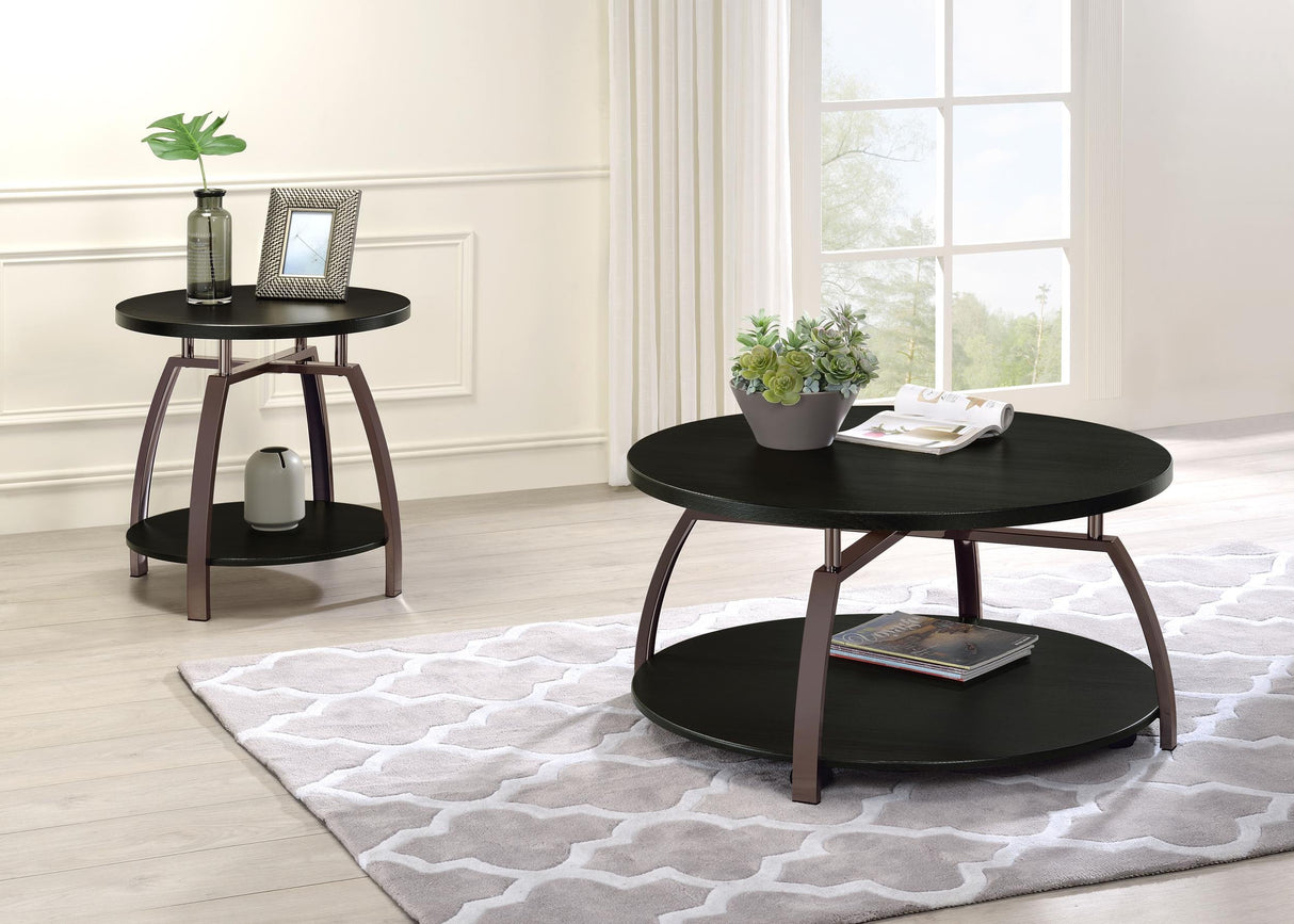 Dacre Dark Charcoal 2-Piece Round Coffee and End Table Set from Coaster - Luna Furniture