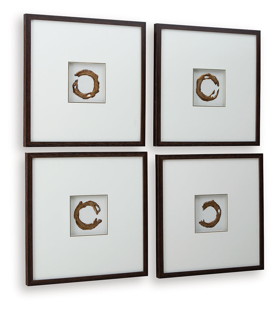 Dallbourne White/Gold Finish Wall Art (Set of 4) from Ashley - Luna Furniture