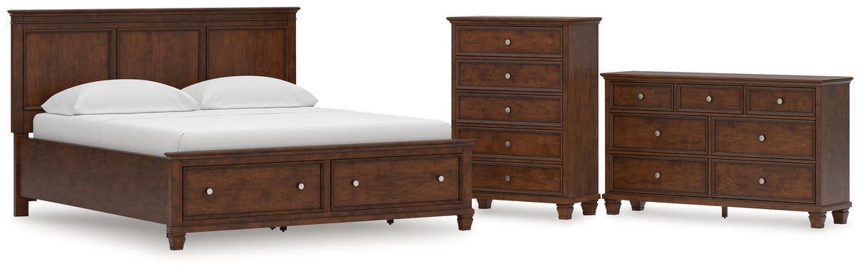 Danabrin California King Panel Storage Bed with Dresser and Chest in Brown from Ashley - Luna Furniture