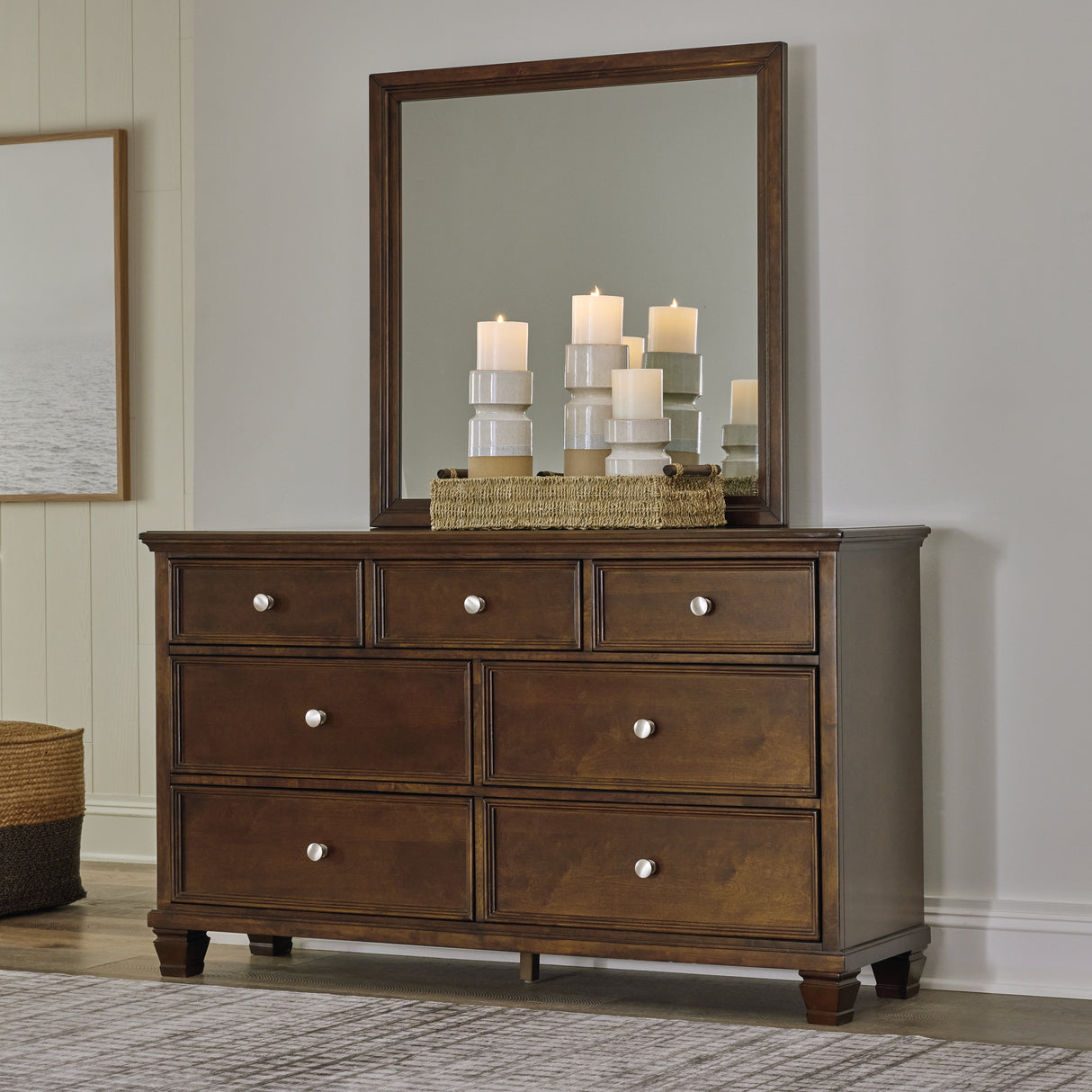 Danabrin King Panel Storage Bed with Mirrored Dresser and Nightstand in Brown from Ashley - Luna Furniture