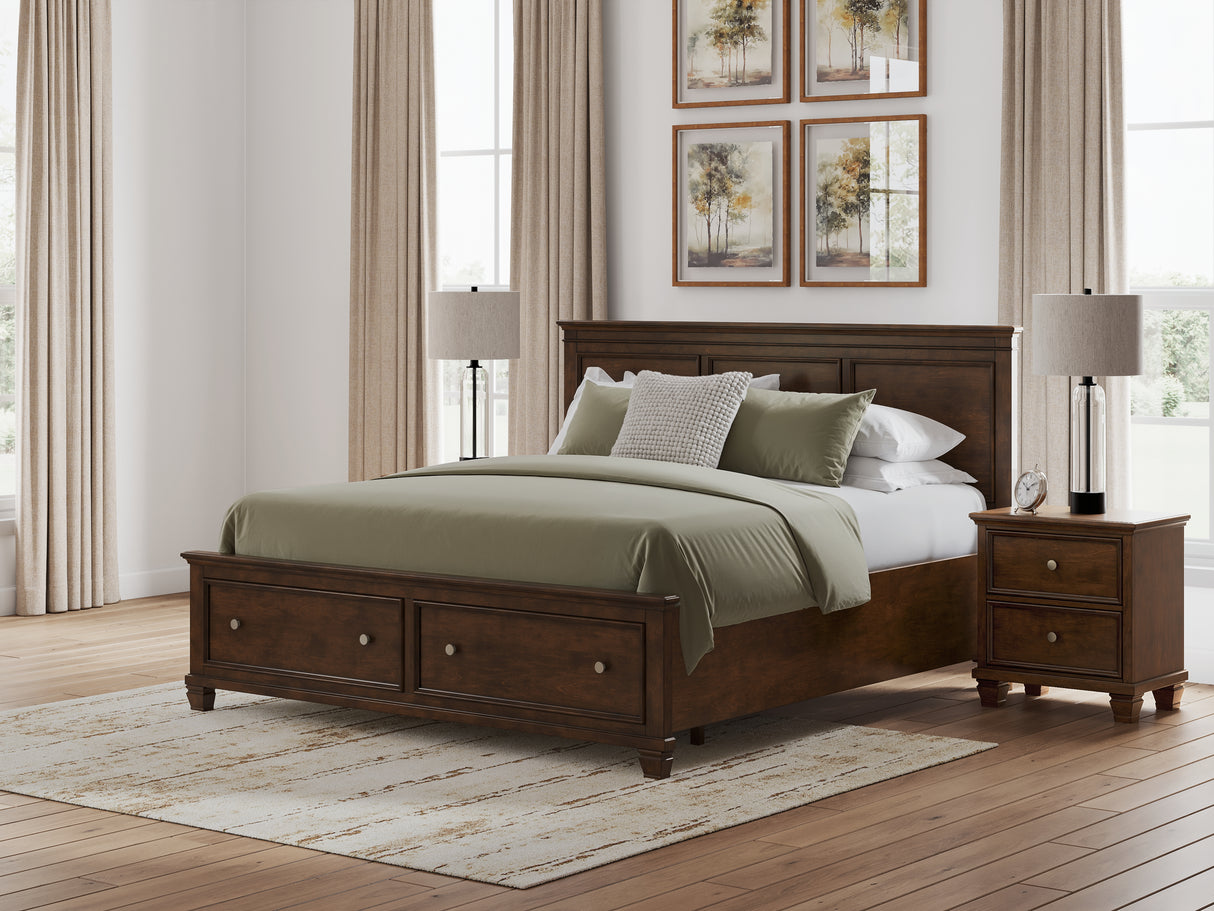 Danabrin King Panel Storage Bed with Mirrored Dresser and Nightstand in Brown from Ashley - Luna Furniture