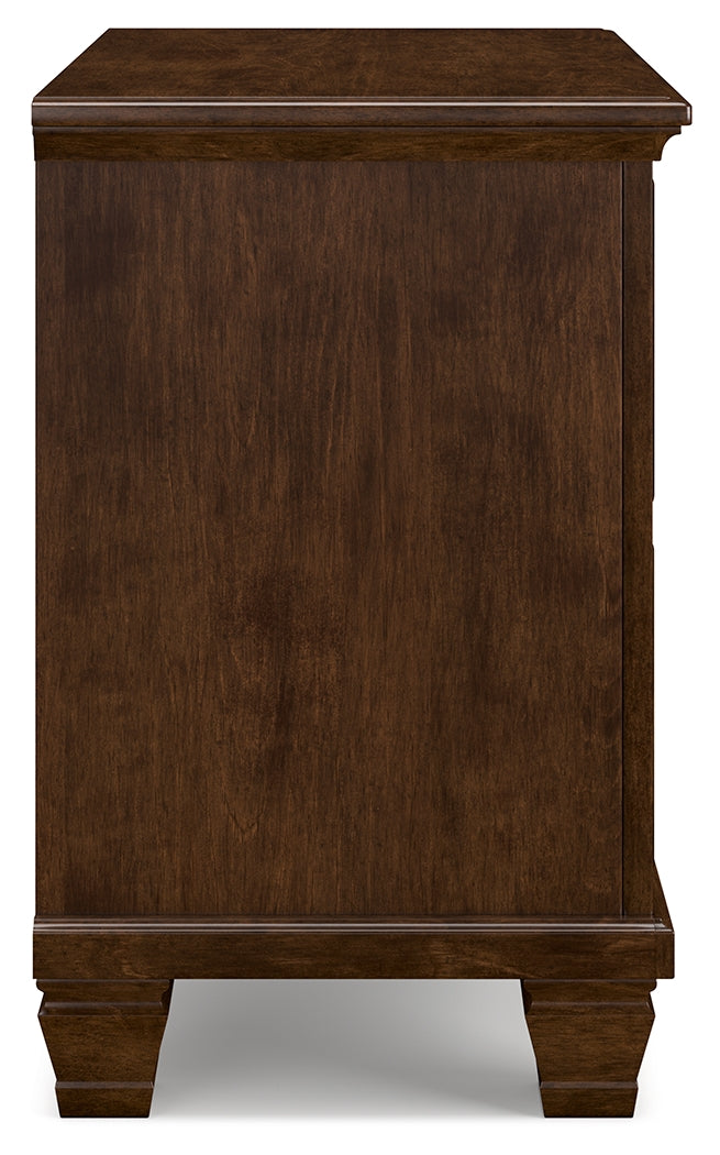 Danabrin Queen Panel Storage Bed with Mirrored Dresser and Nightstand in Brown from Ashley - Luna Furniture