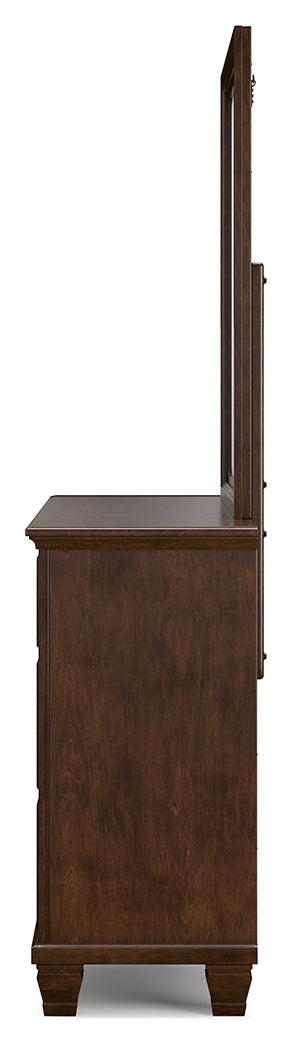 Danabrin Queen Panel Storage Bed with Mirrored Dresser and Nightstand in Brown from Ashley - Luna Furniture
