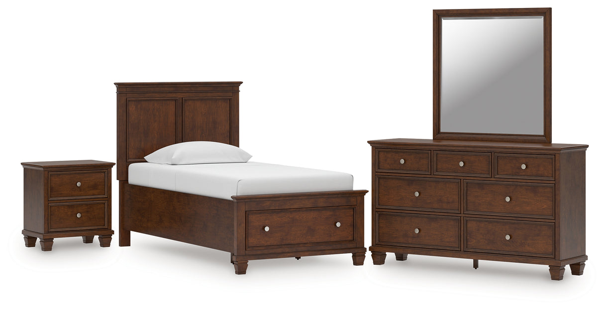 Danabrin Twin Panel Storage Bed with Mirrored Dresser and Nightstand in Brown from Ashley Furniture - Luna Furniture