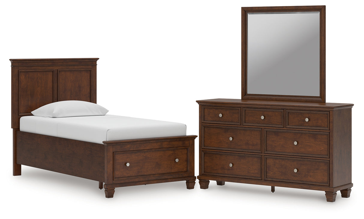 Danabrin Twin Panel Storage Bed with Mirrored Dresser in Brown from Ashley Furniture - Luna Furniture
