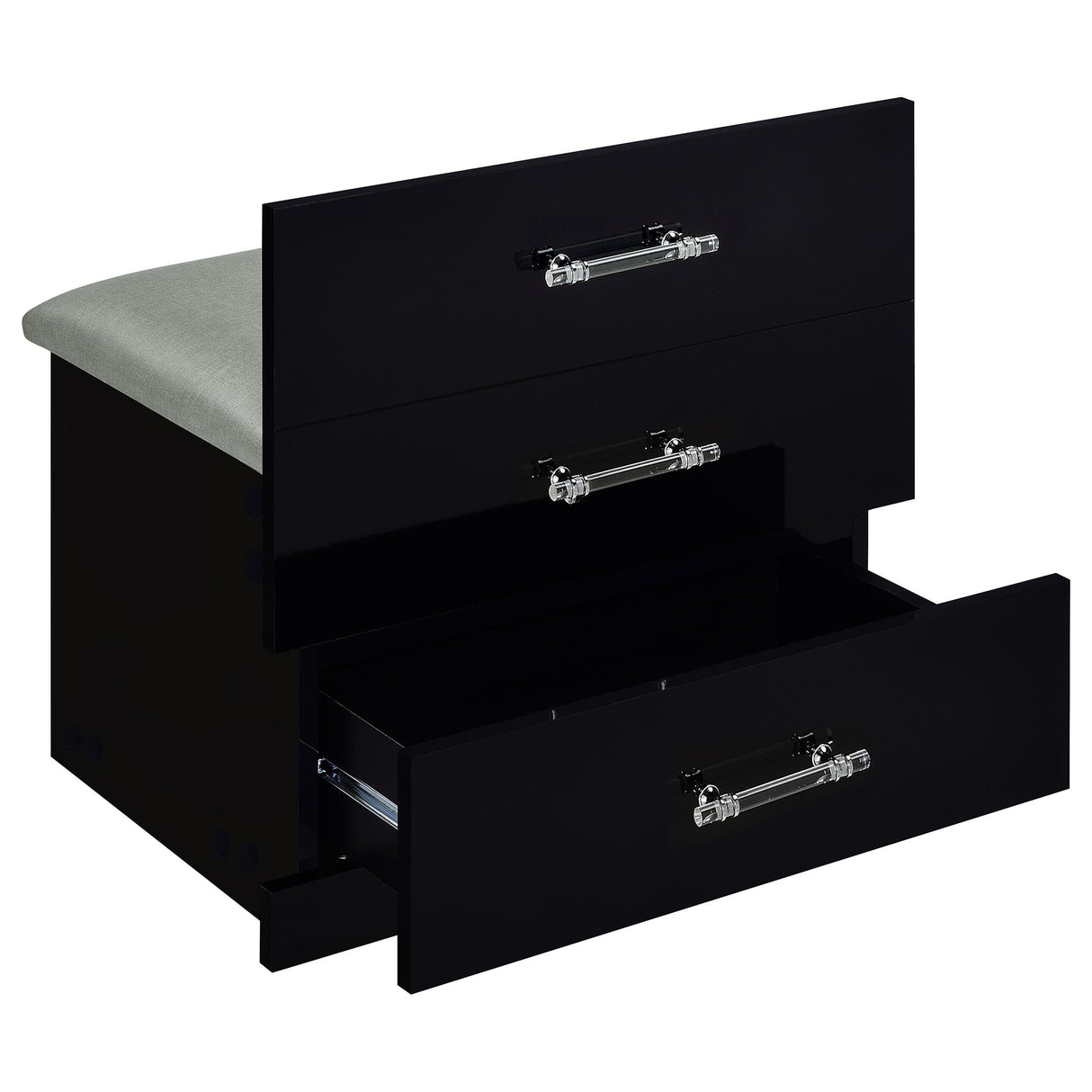 Danbury 3-drawer Makeup Vanity & Stool Set Black High Gloss from Coaster - Luna Furniture