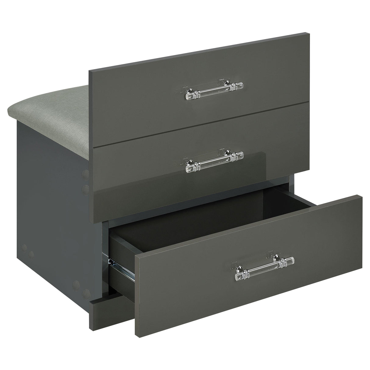 Danbury 3-drawer Makeup Vanity & Stool Set Grey High Gloss from Coaster - Luna Furniture