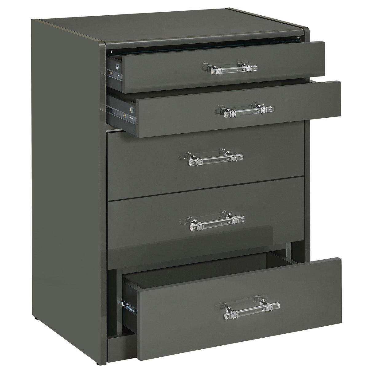 Danbury 3-drawer Makeup Vanity & Stool Set Grey High Gloss from Coaster - Luna Furniture