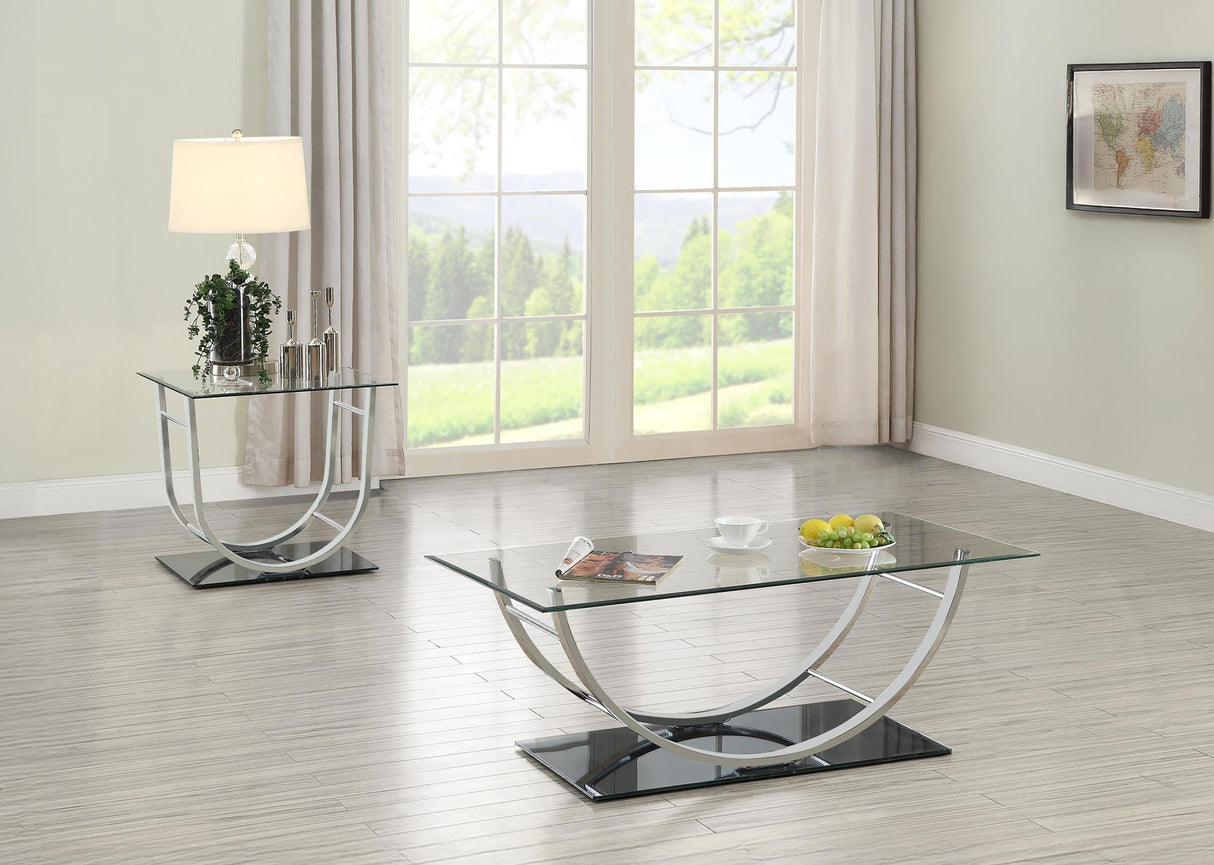 Danville Chrome 2-Piece Glass Top Coffee and End Table Set from Coaster - Luna Furniture