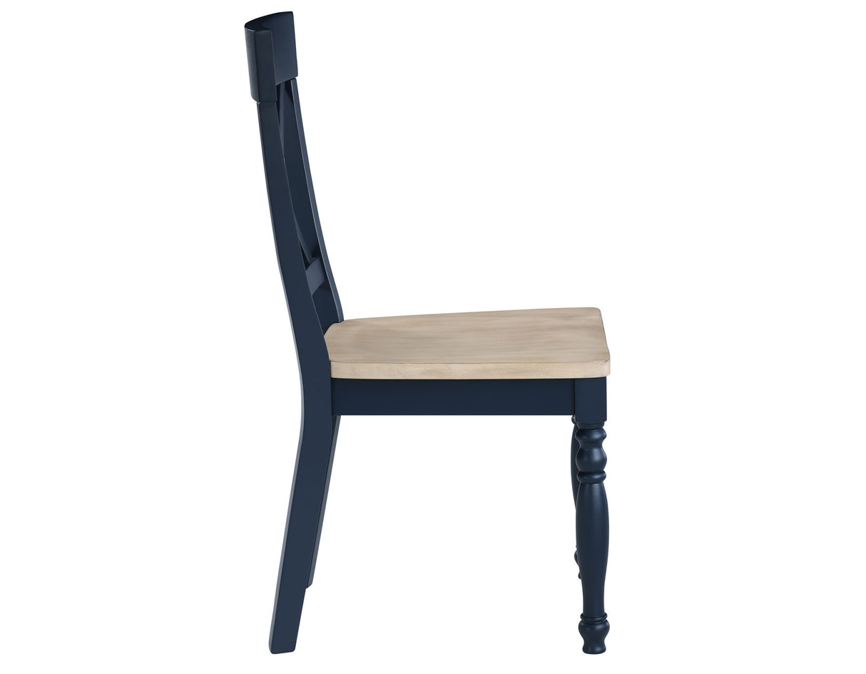 Darcy 5-Piece 42″ Round DIning Set, Midnight Blue and Natural Finish from Steve Silver - Luna Furniture