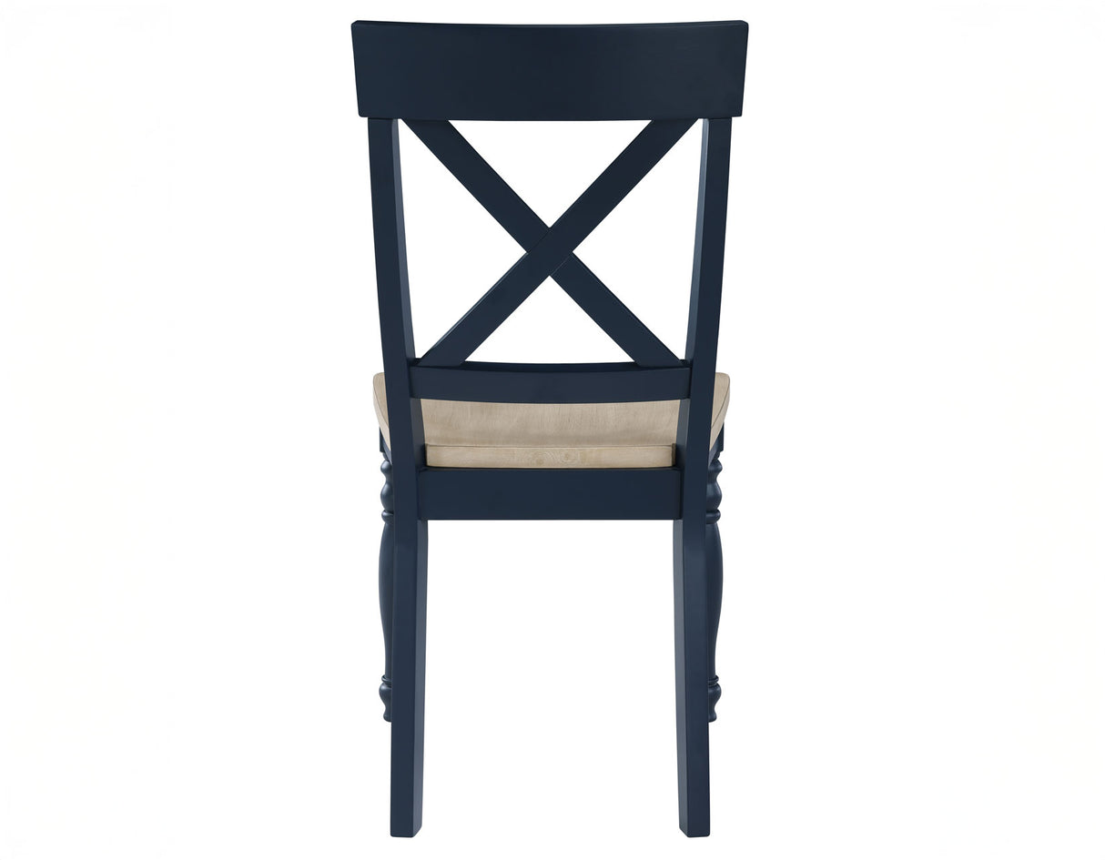 Darcy 5-Piece 42″ Round DIning Set, Midnight Blue and Natural Finish from Steve Silver - Luna Furniture