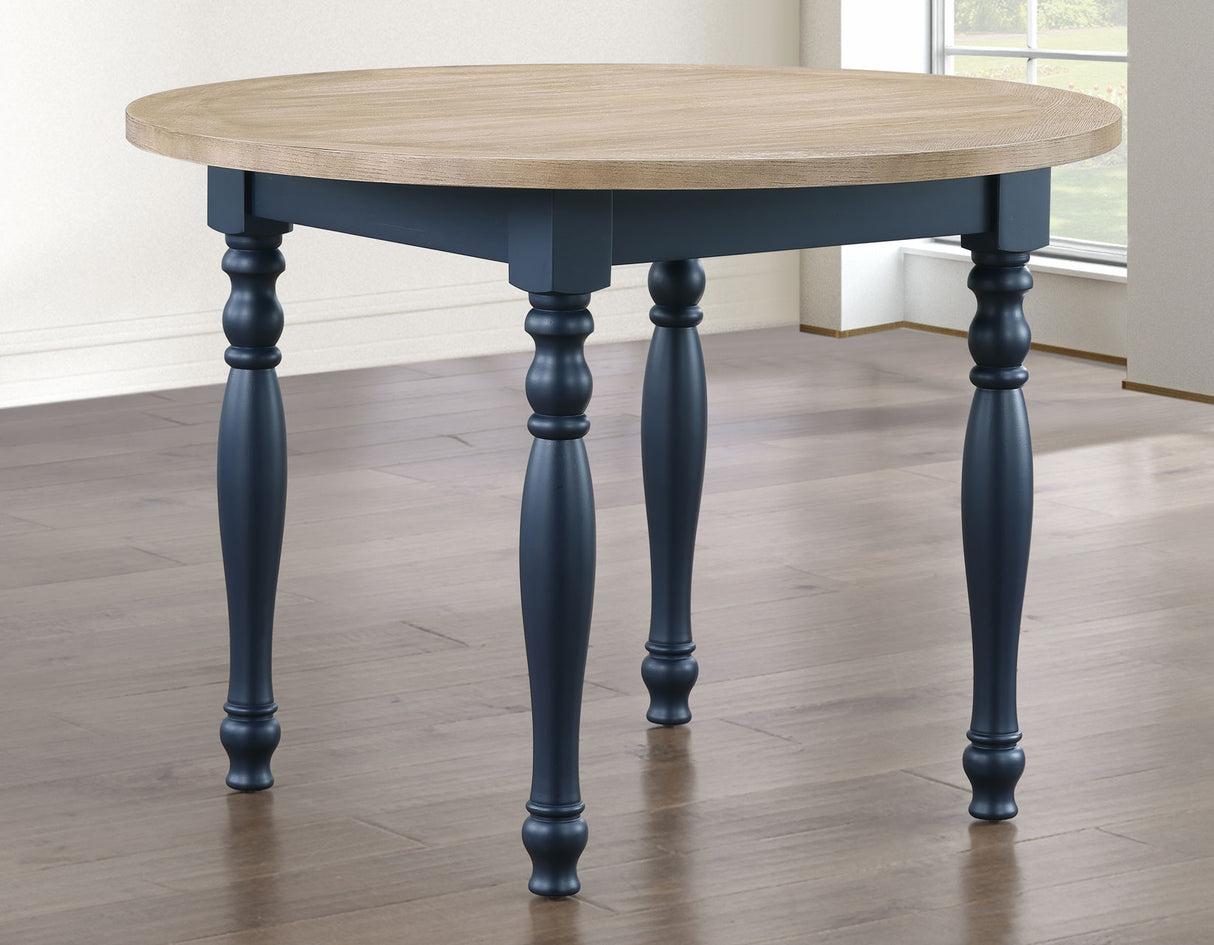 Darcy 5-Piece 42″ Round DIning Set, Midnight Blue and Natural Finish from Steve Silver - Luna Furniture