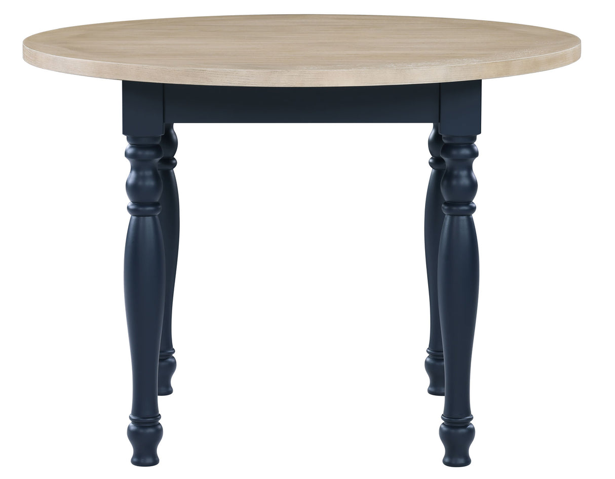 Darcy 5-Piece 42″ Round DIning Set, Midnight Blue and Natural Finish from Steve Silver - Luna Furniture