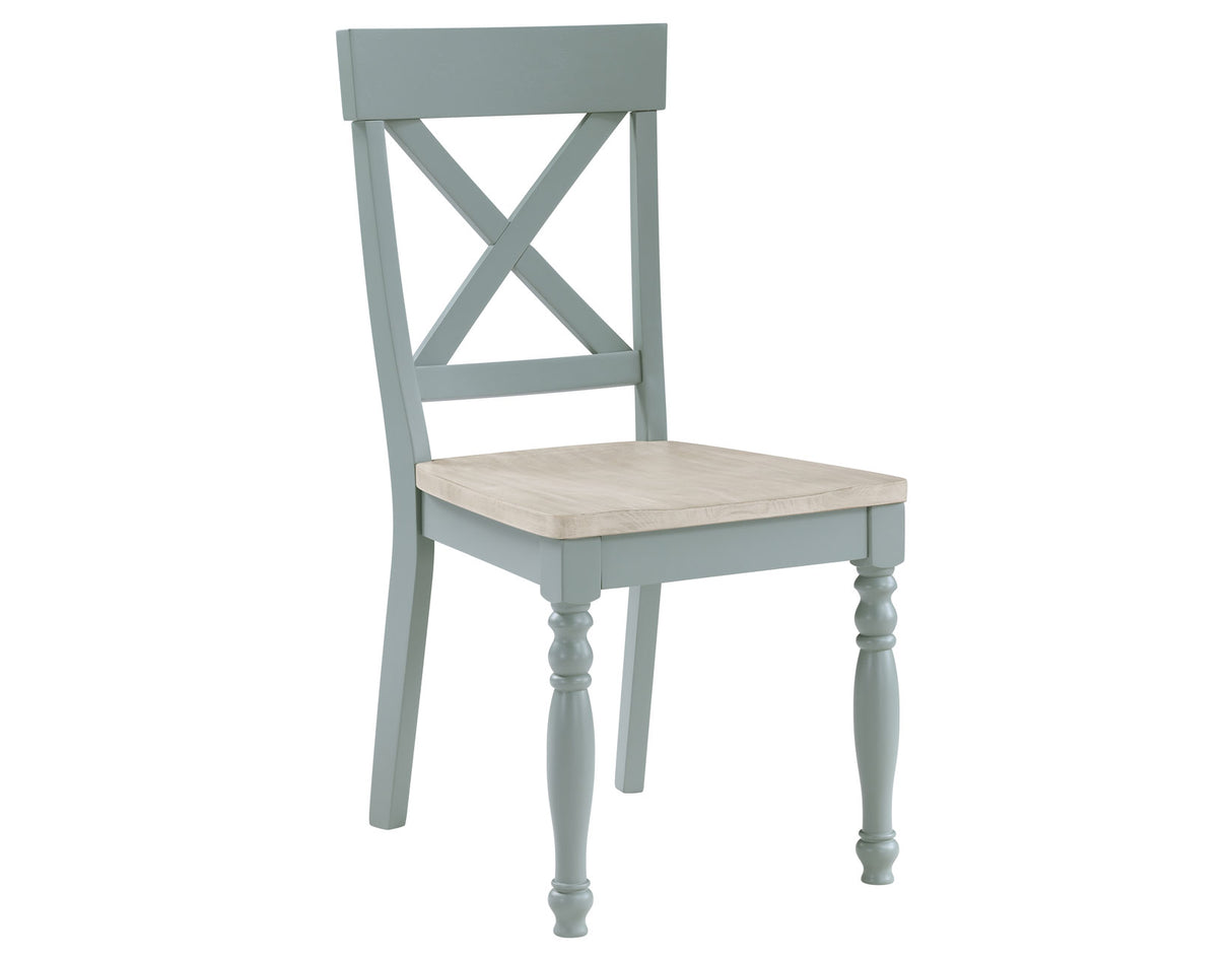 Darcy 5-Piece 42″ Round Dining Set, Mint Green and Washed Linen Finish from Steve Silver - Luna Furniture