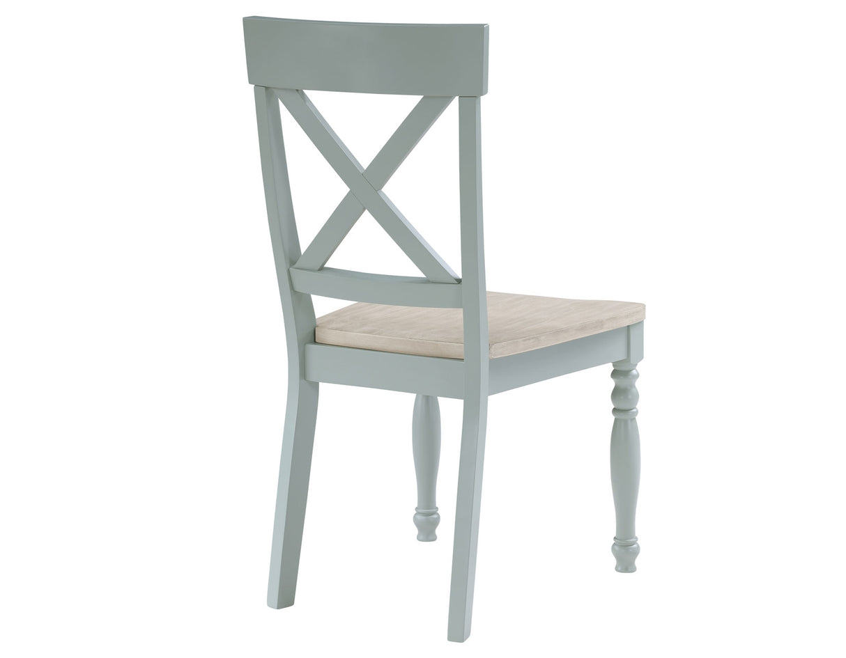 Darcy 5-Piece 42″ Round Dining Set, Mint Green and Washed Linen Finish from Steve Silver - Luna Furniture