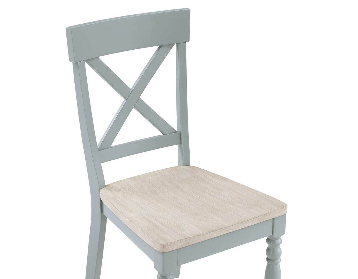 Darcy 5-Piece 42″ Round Dining Set, Mint Green and Washed Linen Finish from Steve Silver - Luna Furniture