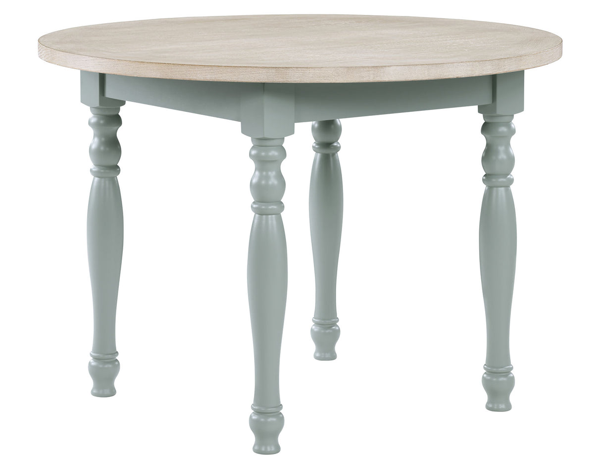 Darcy 5-Piece 42″ Round Dining Set, Mint Green and Washed Linen Finish from Steve Silver - Luna Furniture