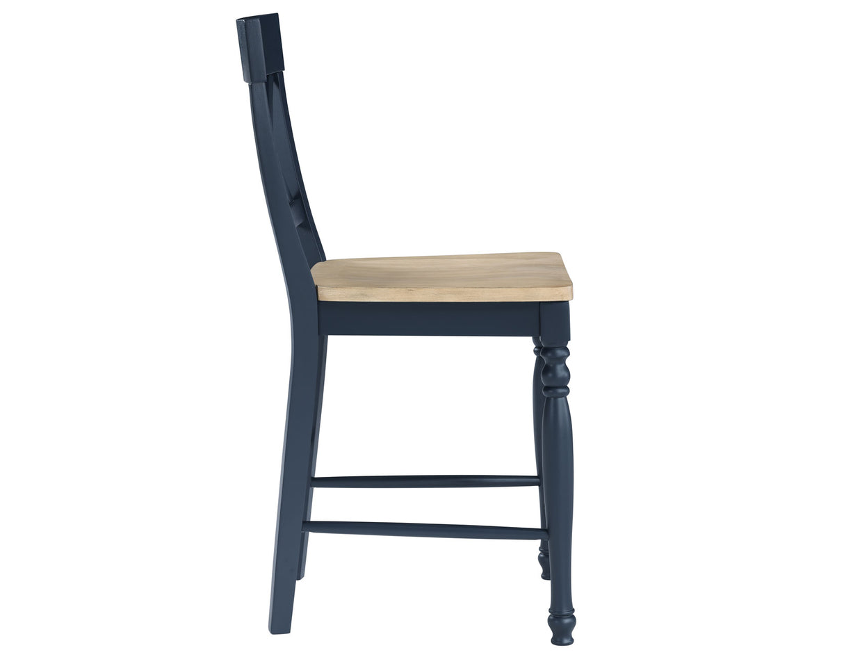 Darcy 5-Piece 64-82″Counter Set with 18-inch leaf, Midnight Blue and Natural Finish from Steve Silver - Luna Furniture