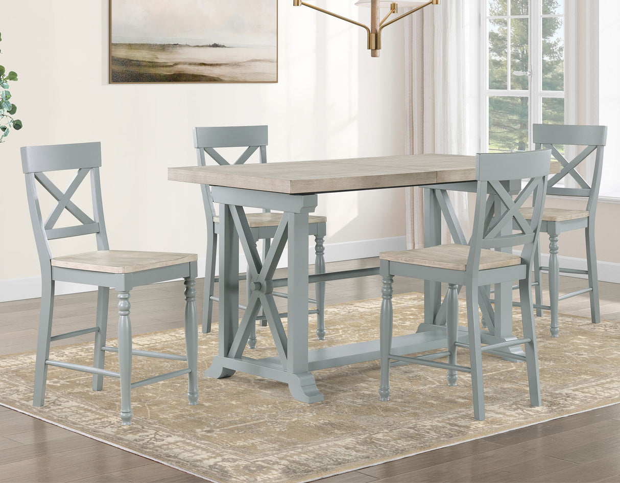 Darcy Mint Green/Natural Counter Height Dining Set with 18-inch Leaf from Steve Silver - Luna Furniture