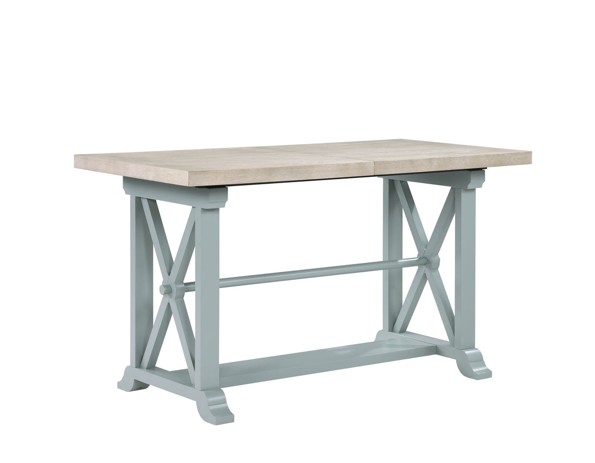 Darcy 64-82″Counter Table with 18-inch leaf, Mint Green and Natural Finish from Steve Silver - Luna Furniture