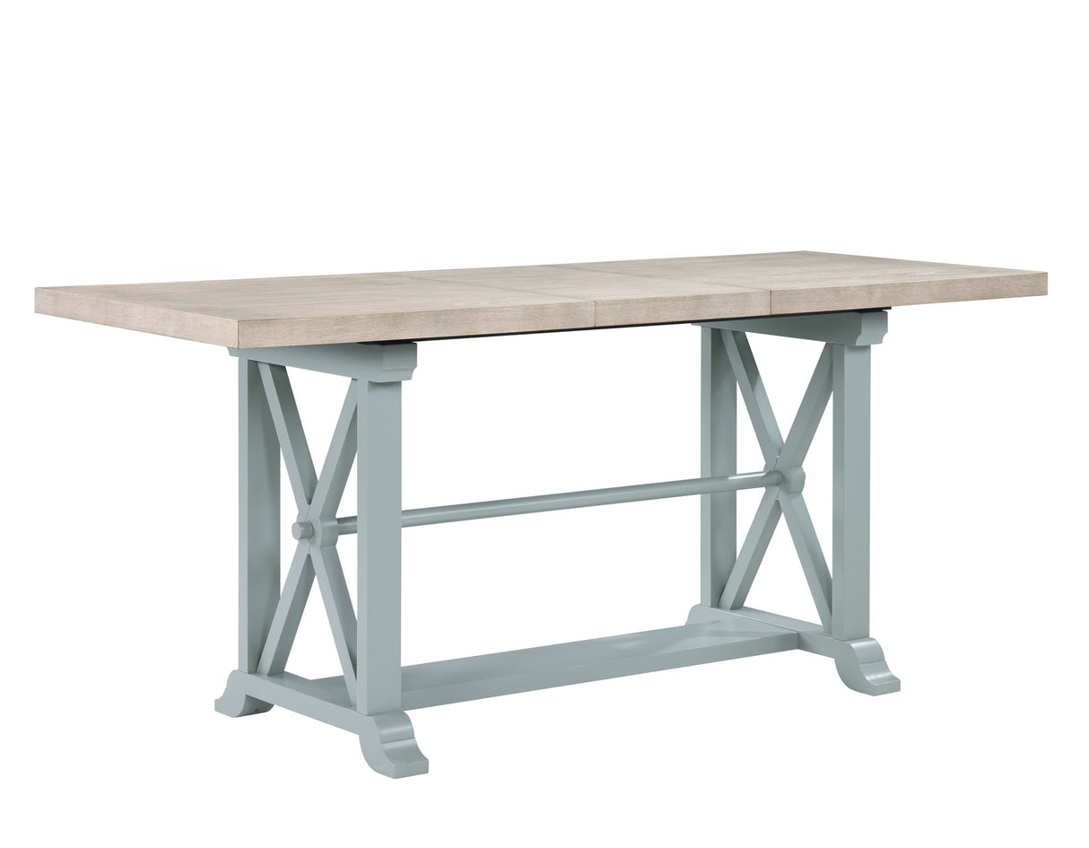 Darcy 64-82″Counter Table with 18-inch leaf, Mint Green and Natural Finish from Steve Silver - Luna Furniture