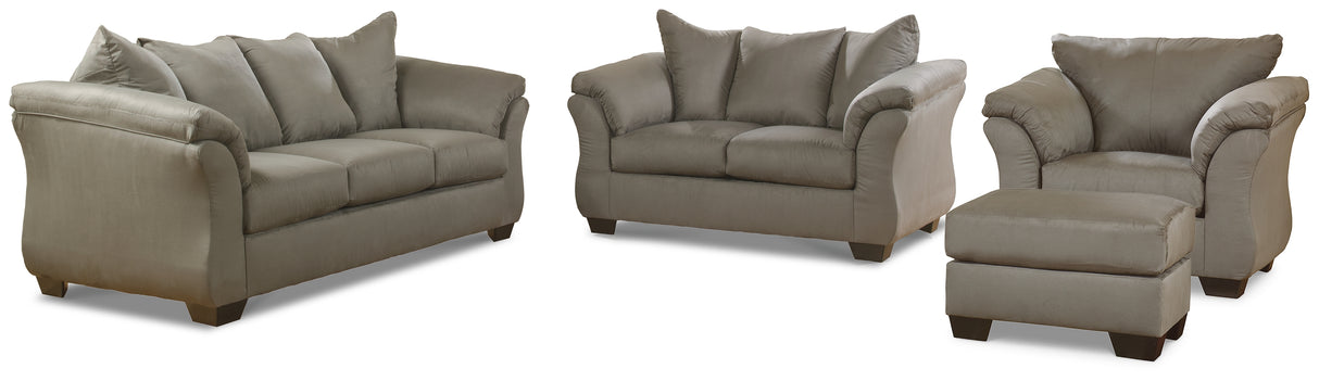 Darcy Sofa, Loveseat, Chair and Ottoman in Cobblestone from Ashley - Luna Furniture