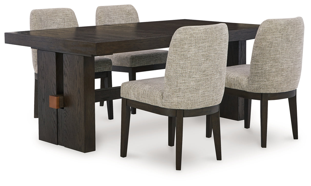 Burkhaus Dark Brown Dining Table and 4 Chairs from Ashley Furniture - Luna Furniture