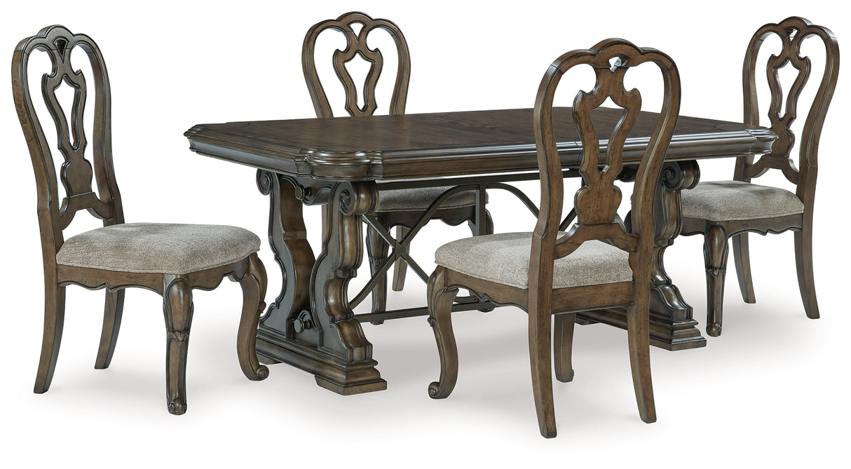 Maylee Dark Brown Dining Table and 4 Chairs from Ashley - Luna Furniture