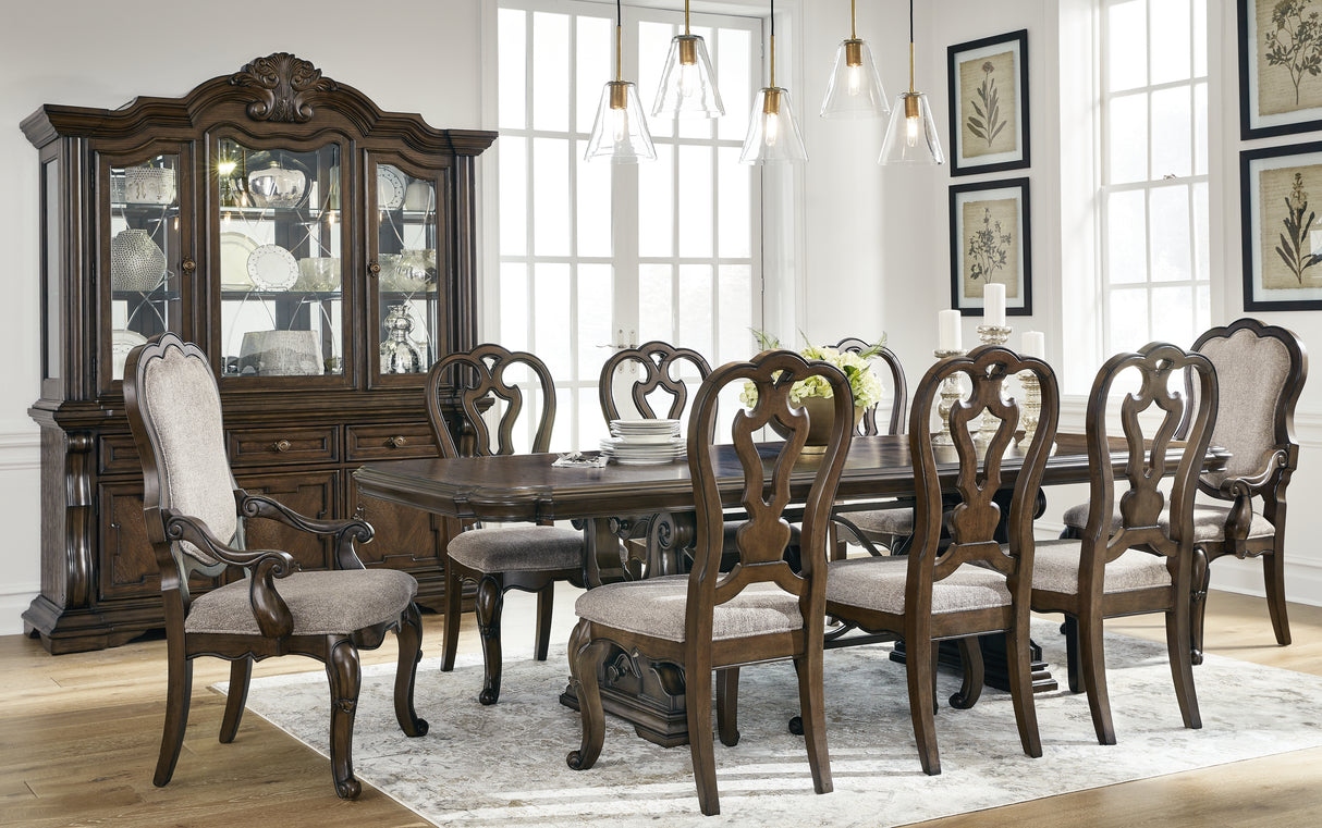 Maylee Dark Brown Dining Table and 8 Chairs from Ashley - Luna Furniture