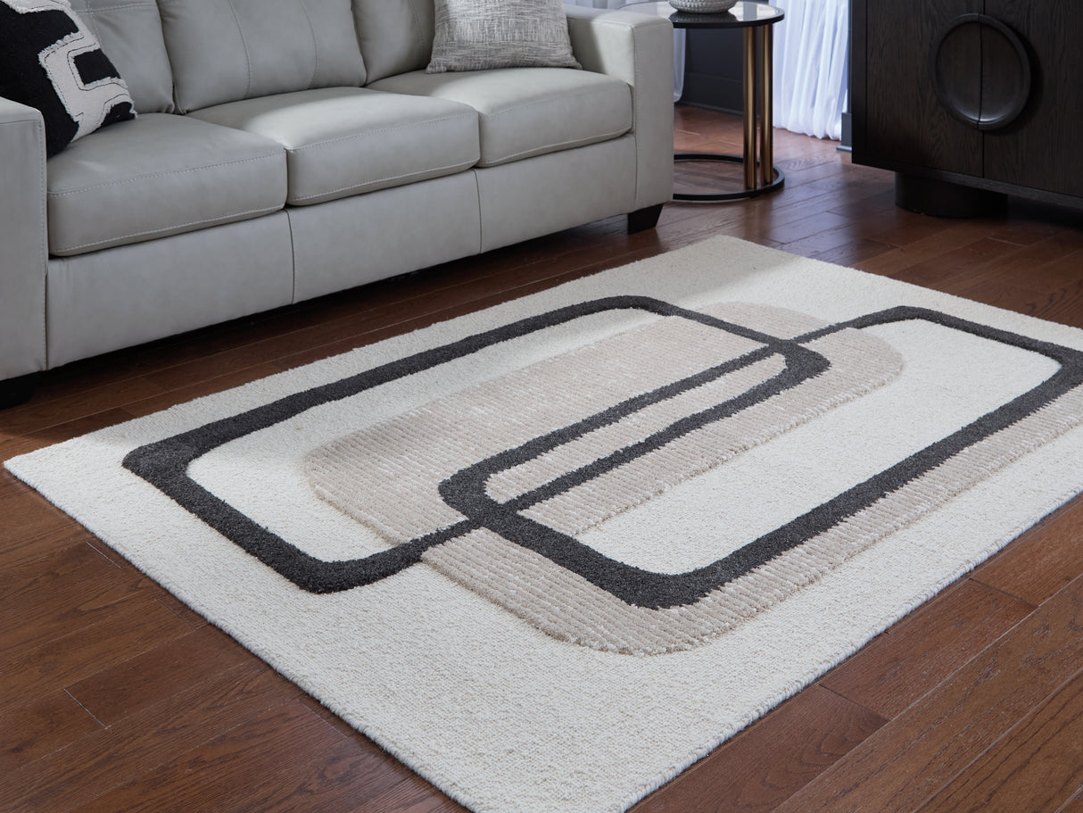 Davismour Ivory/Taupe/Charcoal Medium Rug from Ashley Furniture - Luna Furniture