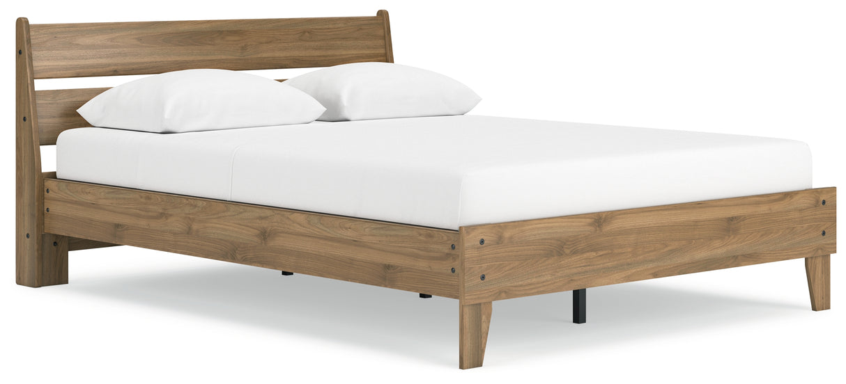 Deanlow Queen Platform Panel Bed with Dresser and Nightstand in Honey from Ashley - Luna Furniture
