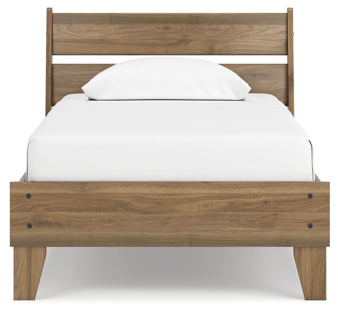 Deanlow Twin Platform Panel Bed with Dresser and Chest in Honey from Ashley - Luna Furniture