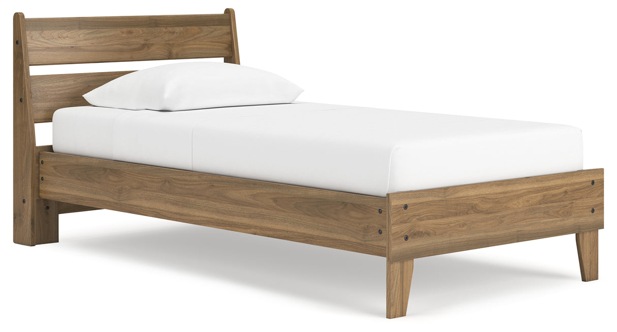 Deanlow Twin Platform Panel Bed with Dresser and Chest in Honey from Ashley - Luna Furniture