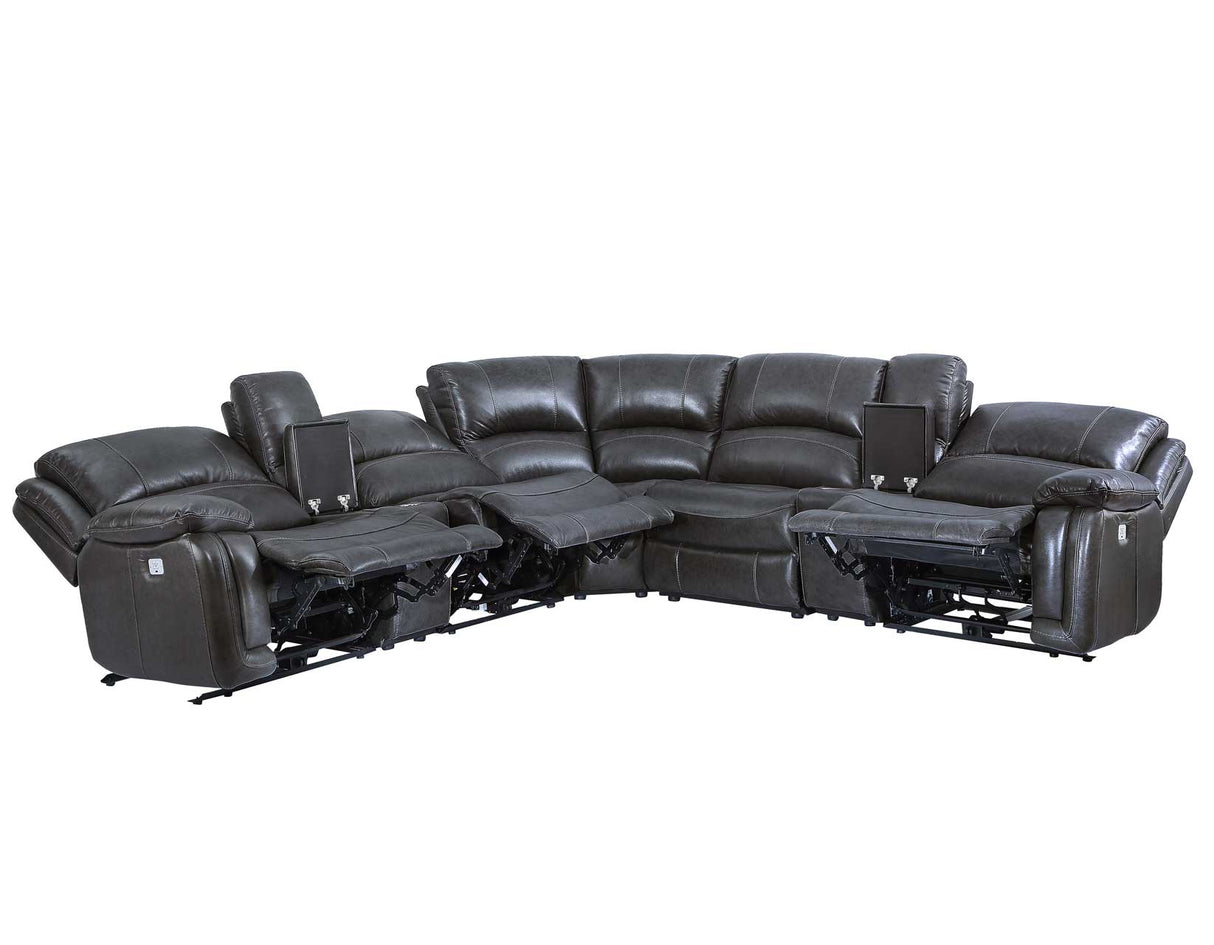 Denver Charcoal Dual-Power 6-Piece Sectional from Steve Silver - Luna Furniture