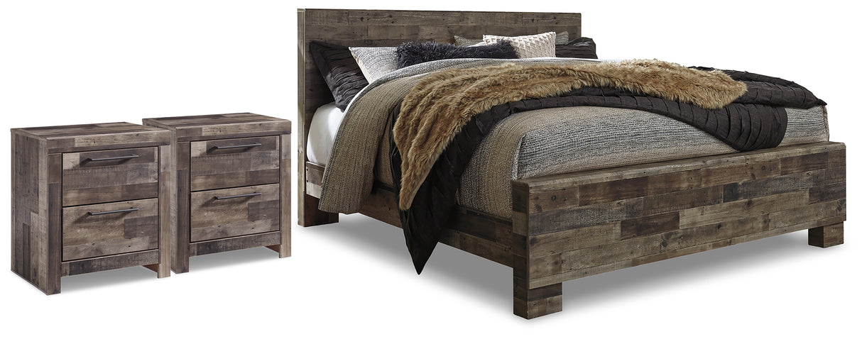 Derekson King Panel Bed and 2 Nightstands from Ashley - Luna Furniture