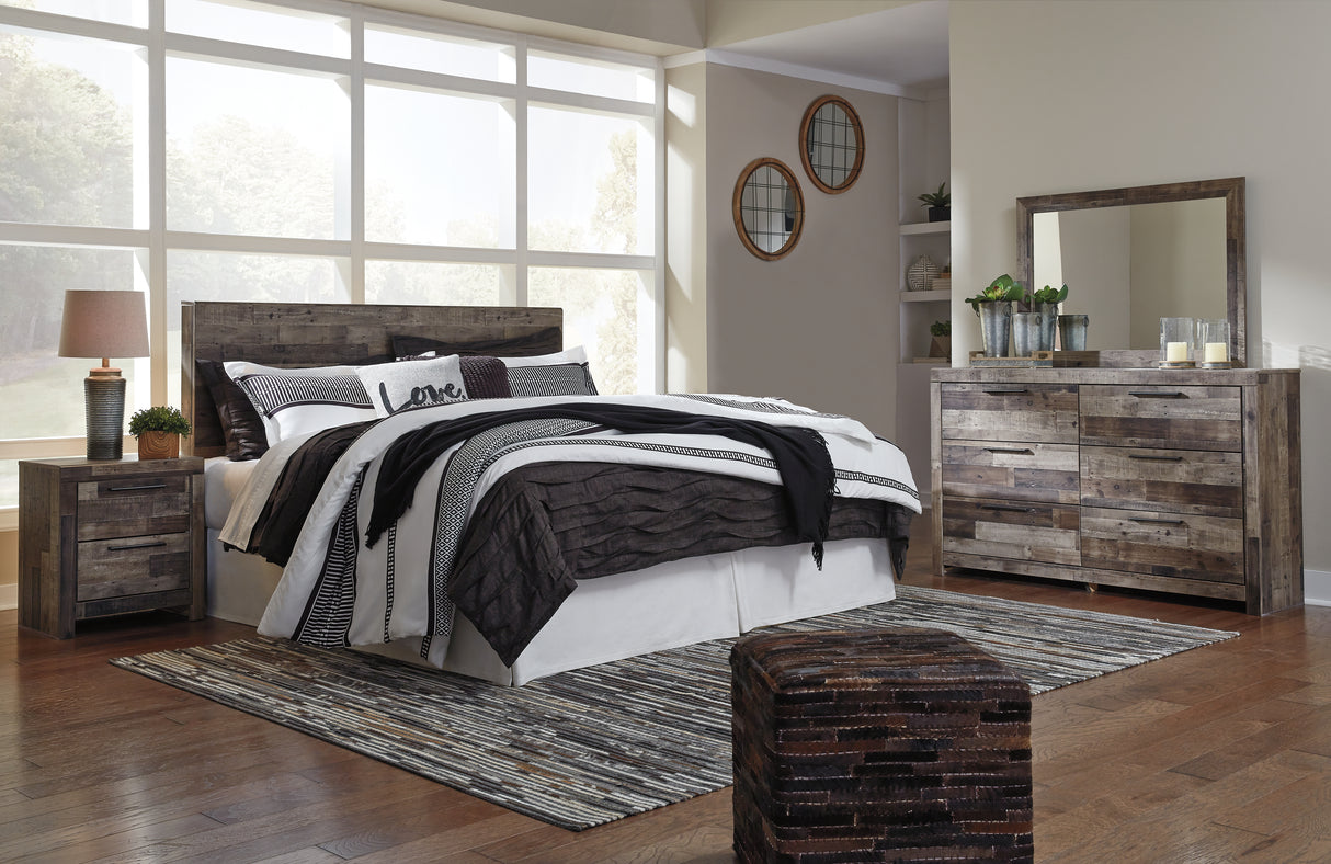 Derekson Multi Gray King Panel Headboard, Dresser, Mirror and Nightstand from Ashley - Luna Furniture