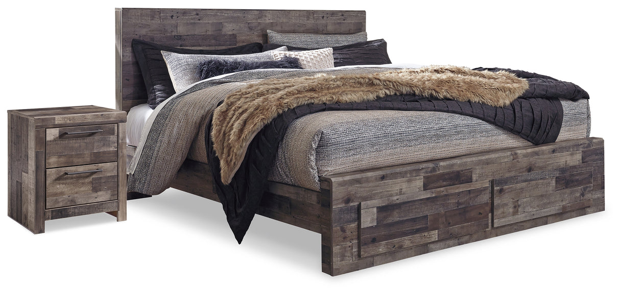 Derekson Multi Gray King Panel Storage Bed and 2 Nightstands from Ashley - Luna Furniture