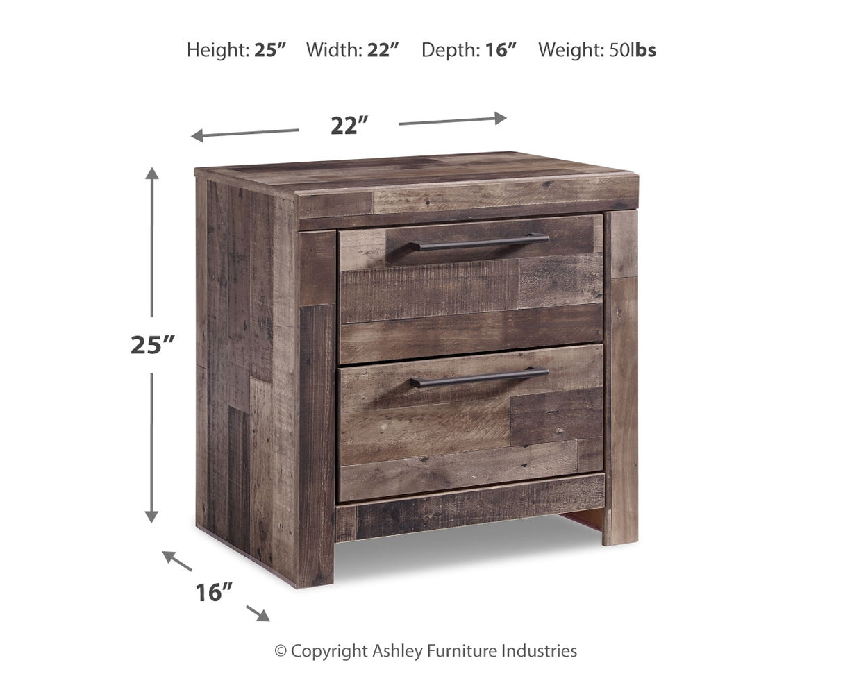 Derekson Brown/Gray Queen Panel Storage Bed, Dresser and 2 Nightstands from Ashley - Luna Furniture