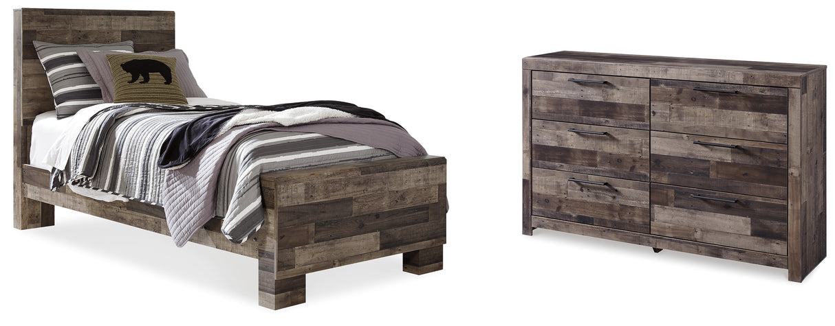 Derekson Twin Panel Bed with Dresser in Multi Gray from Ashley - Luna Furniture