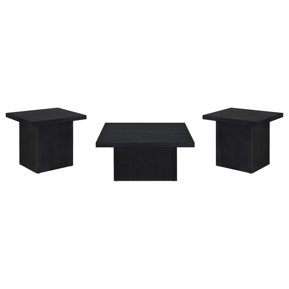 Devar Black 3-Piece Square Cocktail Coffee End Table Set from Coaster - Luna Furniture