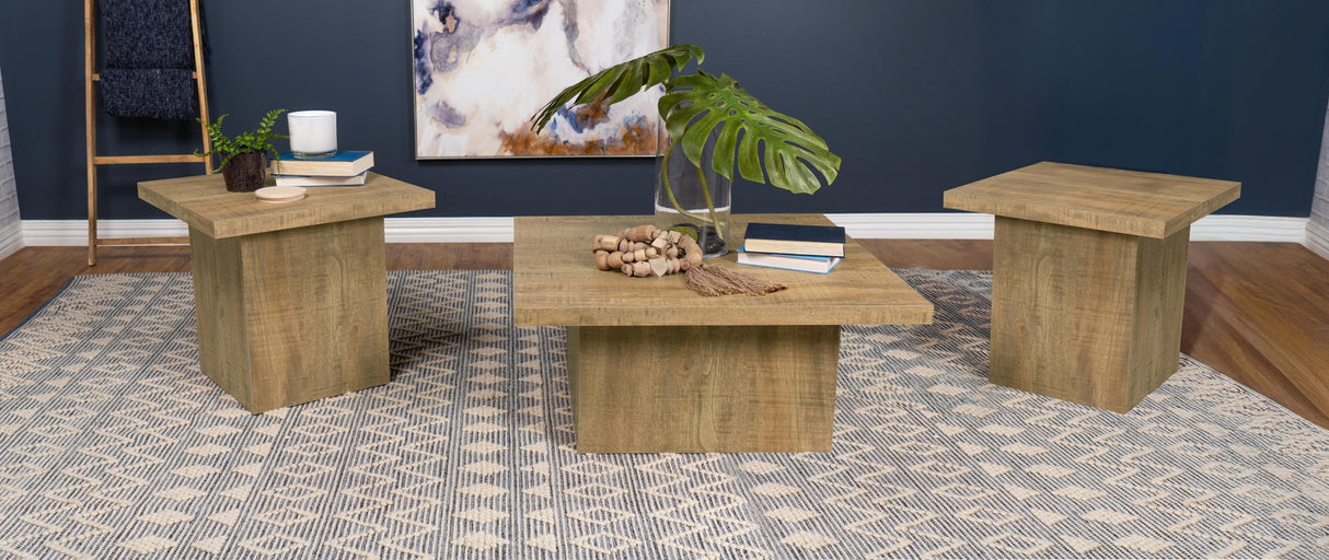 Devar Mango 3-Piece Square Coffee and End Table Set from Coaster - Luna Furniture