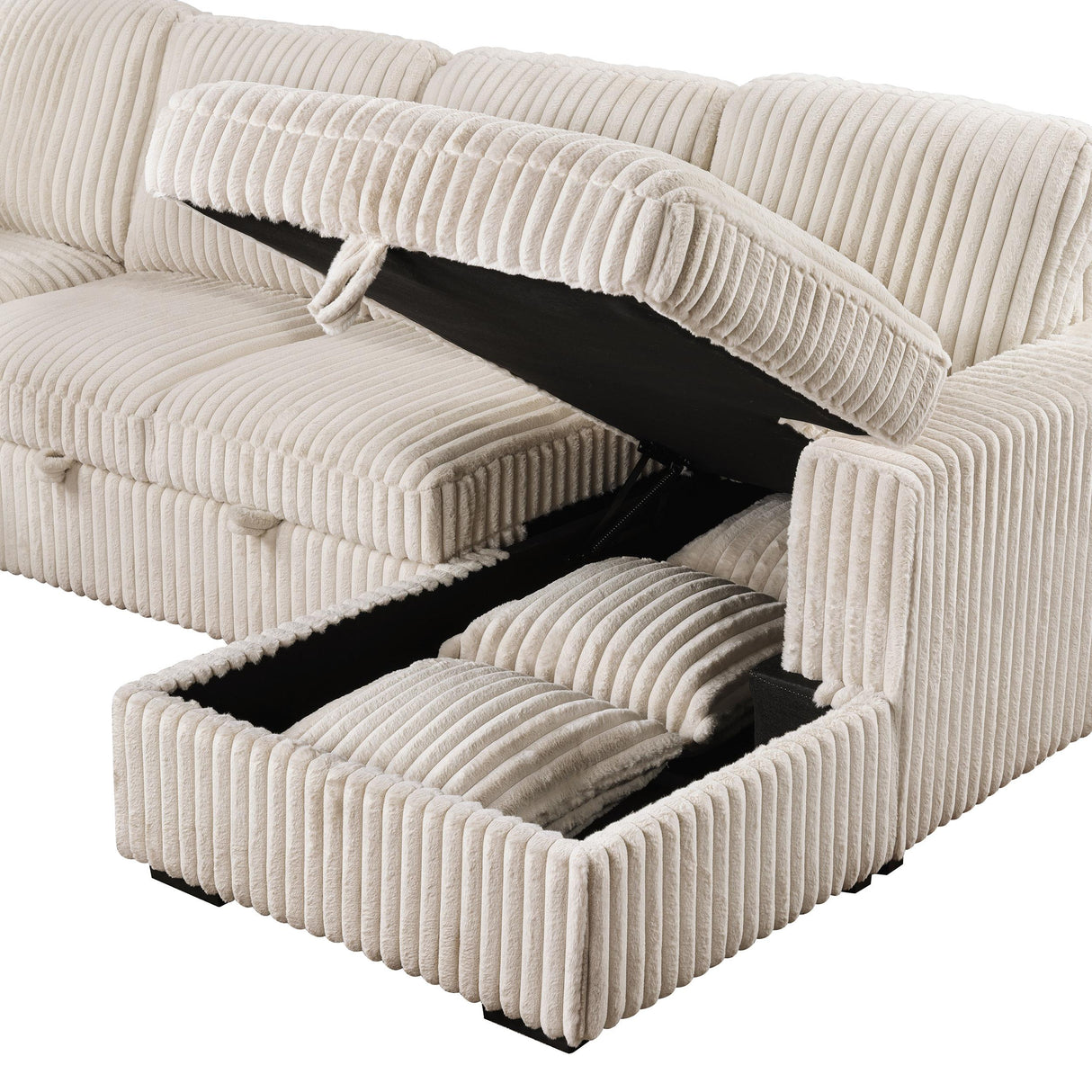 Devonshire Camel Sleeper Sectional Sofa Storage Chaise from Coaster - Luna Furniture