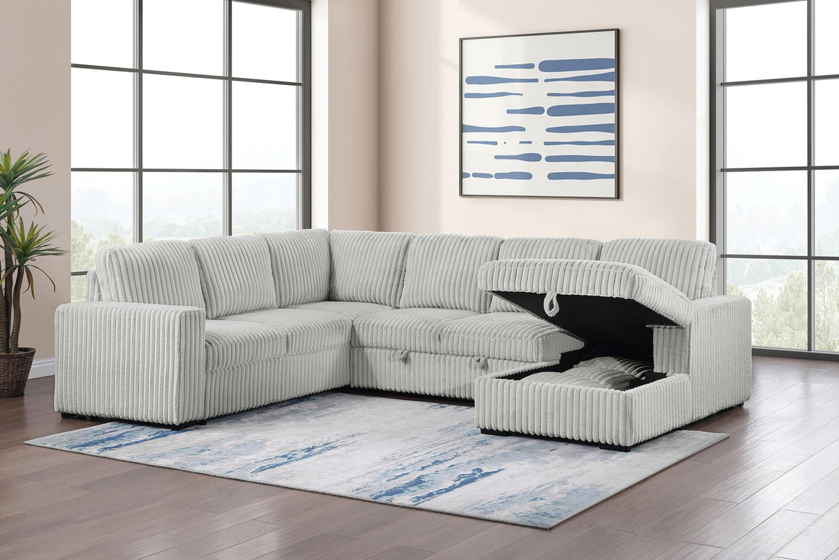 Devonshire Gray Sleeper Sectional Sofa Storage Chaise from Coaster - Luna Furniture